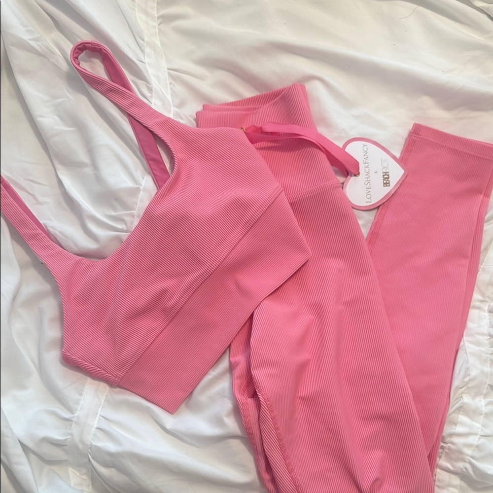 LoveShackFancy Pink Sports Bra Intimates